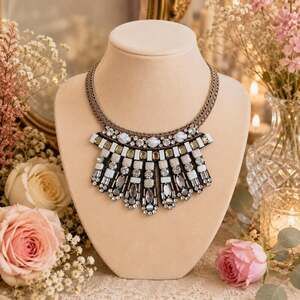 Nocturne Embellished Statement Bib Choker Necklace